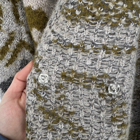 Free People Size Small Winter's Day Patterned Cardigan Sweater Forest Combo - Picture 3 of 7